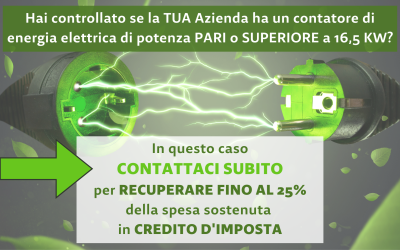 POSSIBILITÀ DI RECUPERO FINO AL 25% : Energia Elettrica