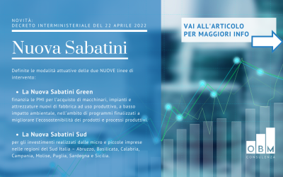 NUOVA SABATINI: Novità investimenti GREEN e SUD